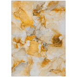 8' X 10' Orange and Ivory Abstract Washable Indoor Outdoor Area Rug