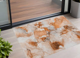 3' X 5' Orange and Ivory Abstract Washable Non Skid Indoor Outdoor Area Rug