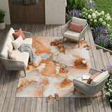 8' X 10' Orange and Ivory Abstract Washable Indoor Outdoor Area Rug