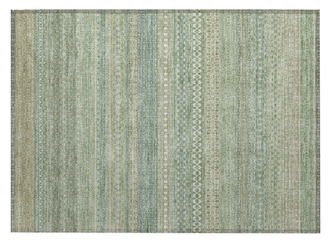 2' X 3' Artichoke Green Striped Washable Non Skid Indoor Outdoor Area Rug