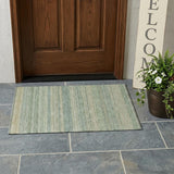 2' X 3' Artichoke Green Striped Washable Non Skid Indoor Outdoor Area Rug