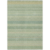 8' X 10' Artichoke Green Striped Washable Non Skid Indoor Outdoor Area Rug