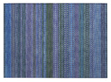 2' X 3' Blue and Green Striped Washable Non Skid Indoor Outdoor Area Rug