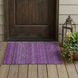 2' X 3' Eggplant Striped Washable Non Skid Indoor Outdoor Area Rug
