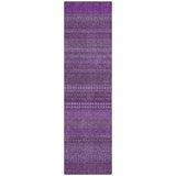 2' X 8' Eggplant Striped Washable Indoor Outdoor Runner Rug