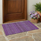 3' X 5' Eggplant Striped Washable Non Skid Indoor Outdoor Area Rug