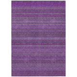 5' X 8' Eggplant Striped Washable Non Skid Indoor Outdoor Area Rug