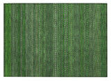 2' X 3' Fern Green Striped Washable Non Skid Indoor Outdoor Area Rug