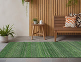 2' X 8' Fern Green Striped Washable Indoor Outdoor Runner Rug