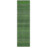 2' X 8' Fern Green Striped Washable Indoor Outdoor Runner Rug