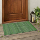 3' X 5' Fern Green Striped Washable Non Skid Indoor Outdoor Area Rug