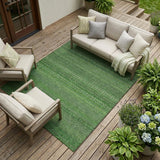 8' X 10' Fern Green Striped Washable Non Skid Indoor Outdoor Area Rug