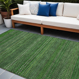 8' X 10' Fern Green Striped Washable Non Skid Indoor Outdoor Area Rug