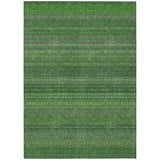 8' X 10' Fern Green Striped Washable Non Skid Indoor Outdoor Area Rug