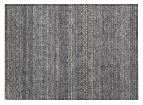 2' X 3' Gray Striped Washable Non Skid Indoor Outdoor Area Rug