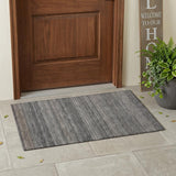 2' X 3' Gray Striped Washable Non Skid Indoor Outdoor Area Rug