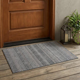 3' X 5' Gray Striped Washable Non Skid Indoor Outdoor Area Rug