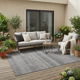 5' X 8' Gray Striped Washable Non Skid Indoor Outdoor Area Rug