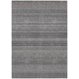 5' X 8' Gray Striped Washable Non Skid Indoor Outdoor Area Rug