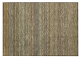 2' X 3' Khaki Striped Washable Non Skid Indoor Outdoor Area Rug