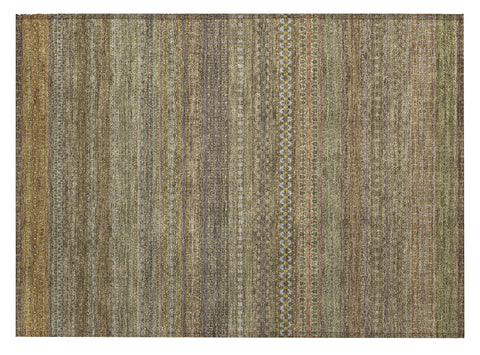 2' X 3' Khaki Striped Washable Non Skid Indoor Outdoor Area Rug