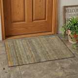 2' X 3' Khaki Striped Washable Non Skid Indoor Outdoor Area Rug