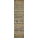2' X 8' Khaki Striped Washable Indoor Outdoor Runner Rug