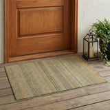 3' X 5' Khaki Striped Washable Non Skid Indoor Outdoor Area Rug