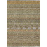 3' X 5' Khaki Striped Washable Non Skid Indoor Outdoor Area Rug