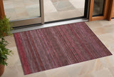 2' X 3' Merlot Striped Washable Non Skid Indoor Outdoor Area Rug