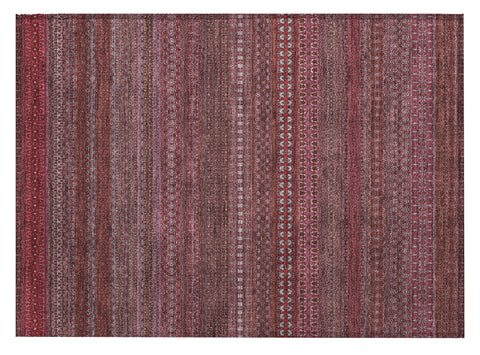 2' X 3' Merlot Striped Washable Non Skid Indoor Outdoor Area Rug