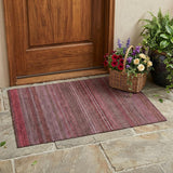 2' X 3' Merlot Striped Washable Non Skid Indoor Outdoor Area Rug