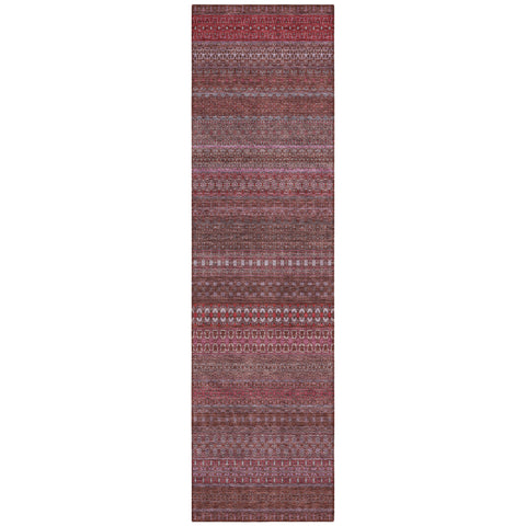 2' X 8' Merlot Striped Washable Indoor Outdoor Runner Rug