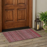 3' X 5' Merlot Striped Washable Non Skid Indoor Outdoor Area Rug