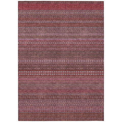 5' X 8' Merlot Striped Washable Non Skid Indoor Outdoor Area Rug