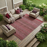 8' X 10' Merlot Striped Washable Non Skid Indoor Outdoor Area Rug