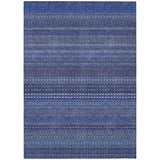 3' X 5' Navy Blue Striped Washable Non Skid Indoor Outdoor Area Rug