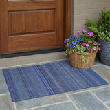 3' X 5' Navy Blue Striped Washable Non Skid Indoor Outdoor Area Rug