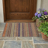 2' X 3' Orange Striped Washable Non Skid Indoor Outdoor Area Rug