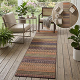8' Runner Orange Striped Washable Non Skid Indoor Outdoor Runner Rug