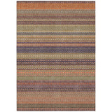 5' X 8' Orange Striped Washable Non Skid Indoor Outdoor Area Rug