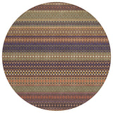 8' Round Orange Round Striped Washable Non Skid Indoor Outdoor Area Rug