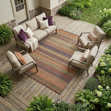 8' X 10' Orange Striped Washable Non Skid Indoor Outdoor Area Rug