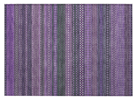 2' X 3' Purple Striped Washable Non Skid Indoor Outdoor Area Rug