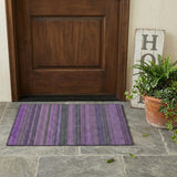 2' X 3' Purple Striped Washable Non Skid Indoor Outdoor Area Rug