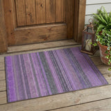 3' X 5' Purple Striped Washable Non Skid Indoor Outdoor Area Rug