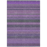 5' X 8' Purple Striped Washable Non Skid Indoor Outdoor Area Rug