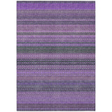 8' X 10' Purple Striped Washable Non Skid Indoor Outdoor Area Rug