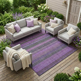 8' X 10' Purple Striped Washable Non Skid Indoor Outdoor Area Rug