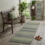 8' Runner Sage Striped Washable Non Skid Indoor Outdoor Runner Rug